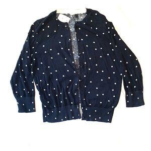 New Navy Blue and White J. Crew Cardigan — Large